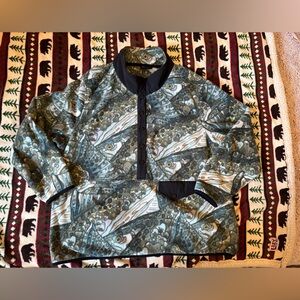 Trout Patterned Button-Up Fleece